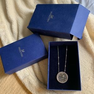 Swarovski Crystal Druzy Round Pendant Necklace